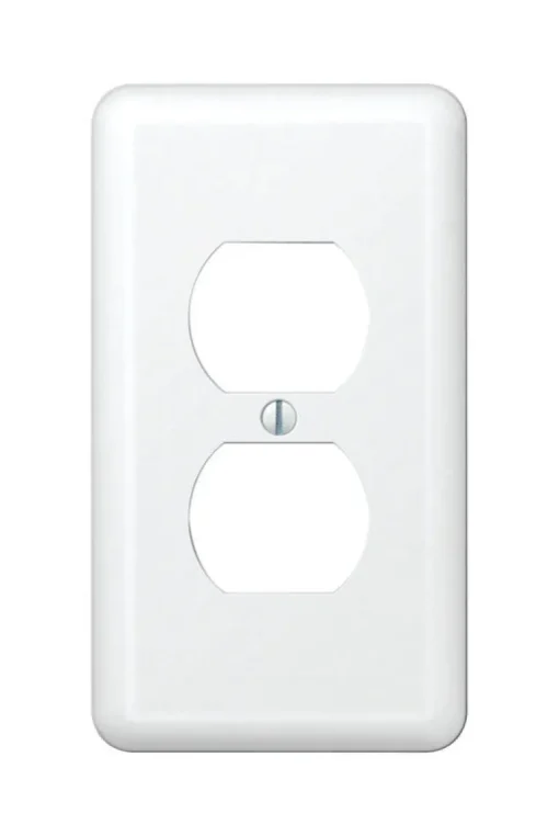 Amerelle Devon White 1 gang Stamped Steel Duplex Wall Plate 1 pk