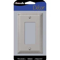 Amerelle Georgian Satin Nickel 1 gang Die-Cast Metal Decorator Wall Plate 1 pk
