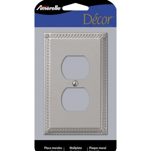 Amerelle Georgian Satin Nickel 1 gang Die-Cast Metal Duplex Wall Plate 1 pk