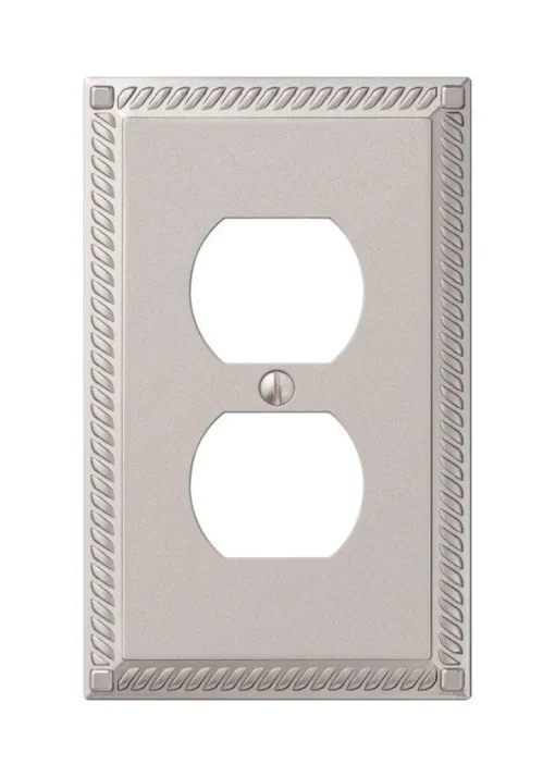 Amerelle Georgian Satin Nickel 1 gang Die-Cast Metal Duplex Wall Plate 1 pk