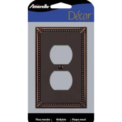 Amerelle Imperial Bead Aged Bronze 1 gang Die-Cast Metal Duplex Wall Plate 1 pk
