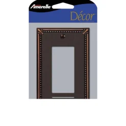 Amerelle Imperial Bead Aged Bronze 1 gang Die-Cast Metal Decorator Wall Plate 1 pk