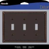 Amerelle Imperial Bead Aged Bronze 3 gang Die-Cast Metal Toggle Wall Plate 1 pk