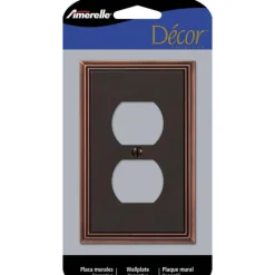 Amerelle Metro Aged Bronze 1 gang Die-Cast Metal Duplex Wall Plate 1 pk