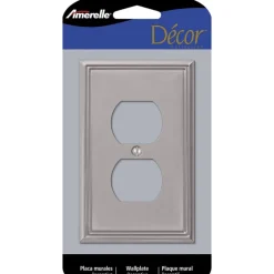 Amerelle Metro Brushed Nickel 1 gang Die-Cast Metal Duplex Wall Plate 1 pk