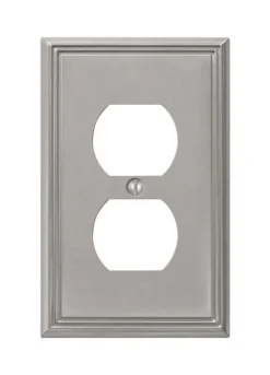 Amerelle Metro Brushed Nickel 1 gang Die-Cast Metal Duplex Wall Plate 1 pk