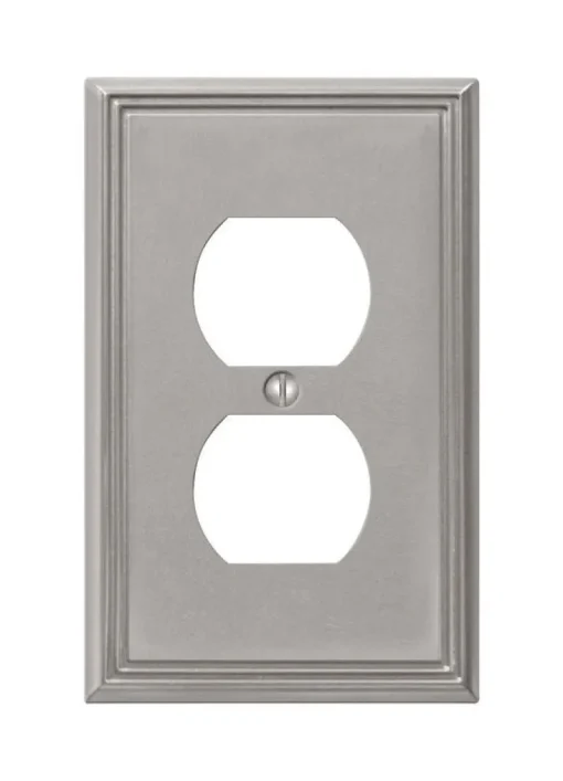 Amerelle Metro Brushed Nickel 1 gang Die-Cast Metal Duplex Wall Plate 1 pk