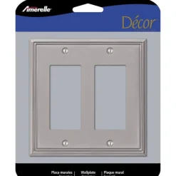 Amerelle Metro Brushed Nickel 2 gang Die-Cast Metal Decorator Wall Plate 1 pk