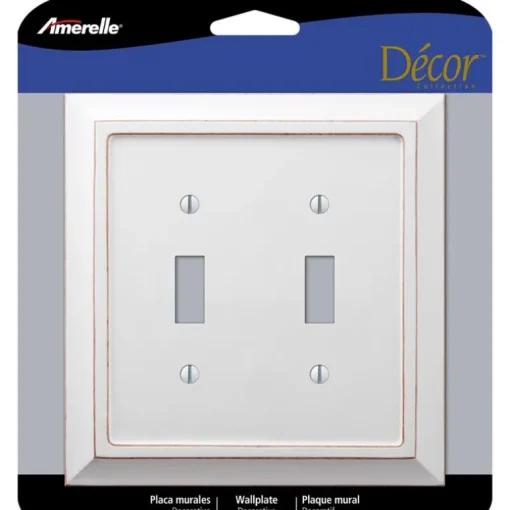 Amerelle Savannah White 2 gang Wood Toggle Wall Plate 1 pk