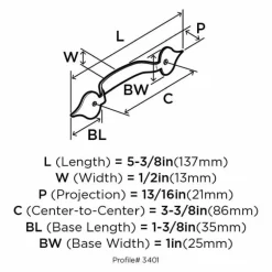 Amerock Allison Cabinet Pull 3-3/8 in. Colonial Black Black 1 pk (Pack of 25)