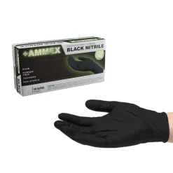 AMMEX Professional Nitrile Disposable Exam Gloves X-Large Black Powder Free 100 pk