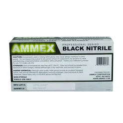 AMMEX Professional Nitrile Disposable Exam Gloves X-Large Black Powder Free 100 pk