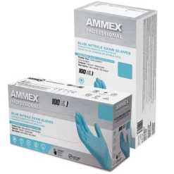 Ammex Professional Nitrile Disposable Exam Gloves Medium Blue Powder Free 100 pc