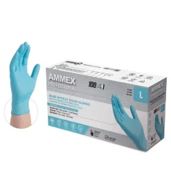 Ammex Professional Nitrile Disposable Exam Gloves Medium Blue Powder Free 100 pc
