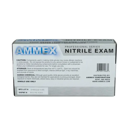 Ammex Professional Nitrile Disposable Exam Gloves Medium Blue Powder Free 100 pc