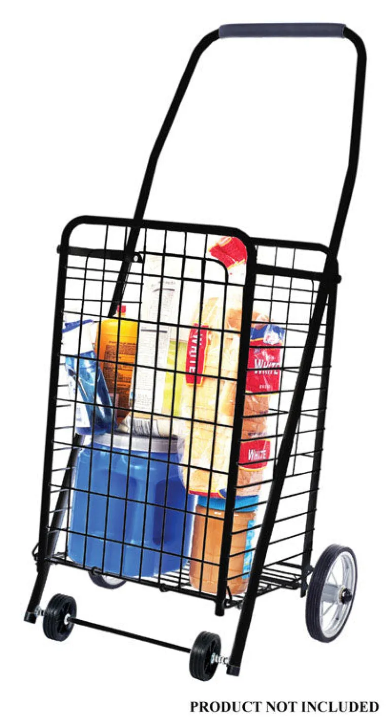 Apex 37 in. H x 12-1/2 in. W x 10-1/2 in. L Black Collapsible Shopping Cart