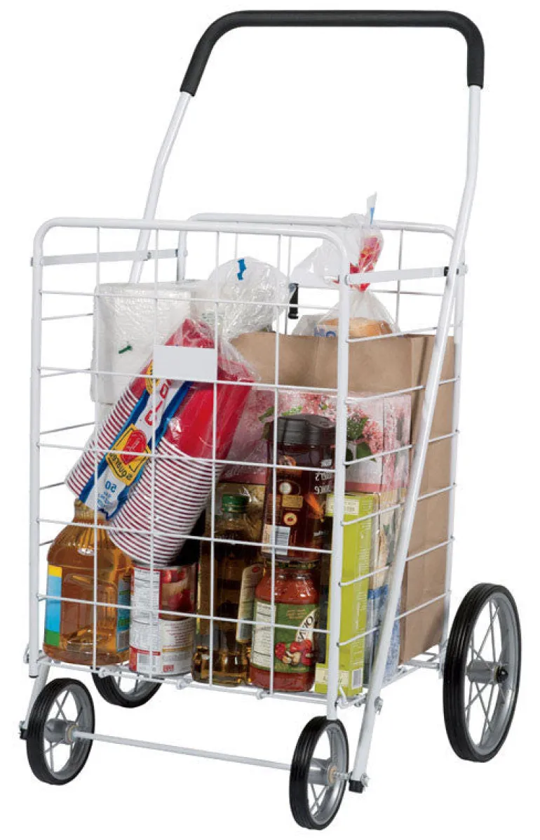 Apex 40-9/16 in. H x 24-7/16 in. W x 21-11/16 in. L White Collapsible Shopping Cart (Pack of 2)