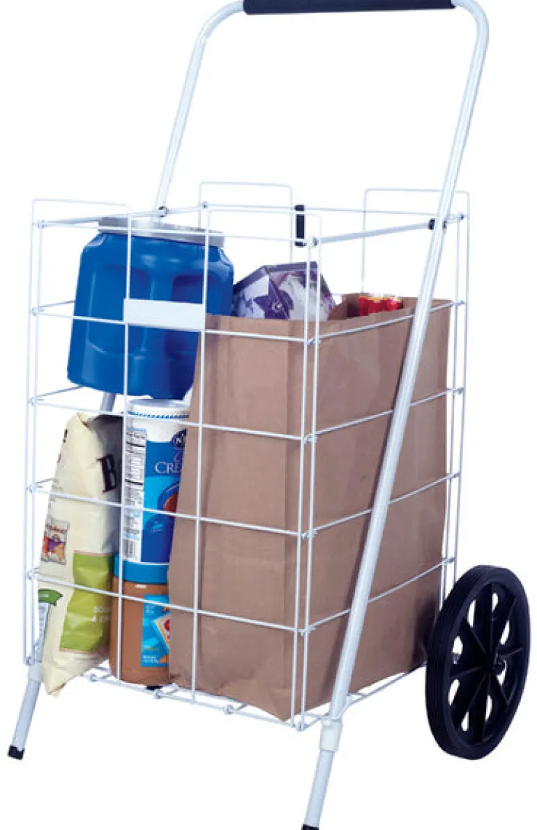 Apex 35-5/8 in. H X 21-5/16 in. W X 17-1/2 in. L White Collapsible Shopping Cart