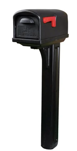 Architectural Mailboxes Classic Plastic Post Mount Black Double Door Mailbox
