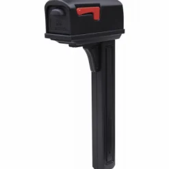 Architectural Mailboxes Classic Plastic Post Mount Black Double Door Mailbox
