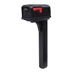 Architectural Mailboxes Classic Plastic Post Mount Black Double Door Mailbox
