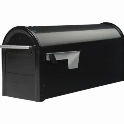 Architectural Mailboxes Franklin Contemporary Galvanized Steel Post Mount Black Mailbox