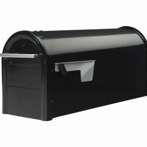 Architectural Mailboxes Franklin Contemporary Galvanized Steel Post Mount Black Mailbox