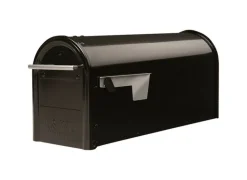Architectural Mailboxes Franklin Contemporary Galvanized Steel Post Mount Black Mailbox