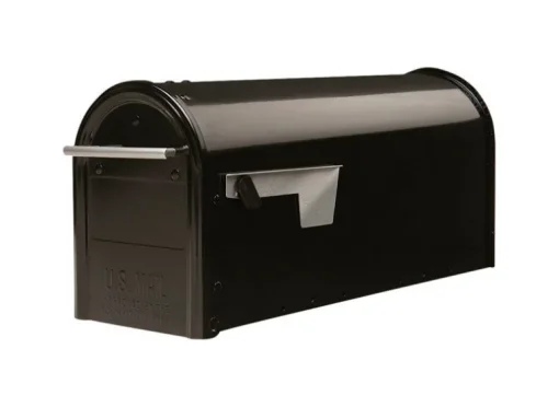 Architectural Mailboxes Franklin Contemporary Galvanized Steel Post Mount Black Mailbox