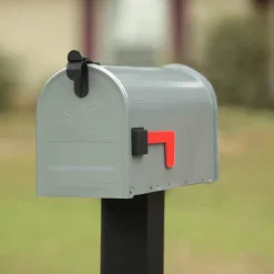 Architectural Mailboxes Grayson Classic Galvanized Steel Post Mount Gray Mailbox