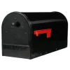 Architectural Mailboxes Outback Classic Galvanized Steel Post Mount Black Double Door Mailbox