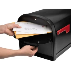 Architectural Mailboxes Oasis Modern Galvanized Steel Post Mount Black Mailbox