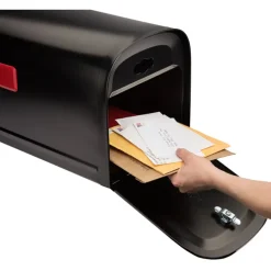 Architectural Mailboxes Oasis Modern Galvanized Steel Post Mount Black Mailbox