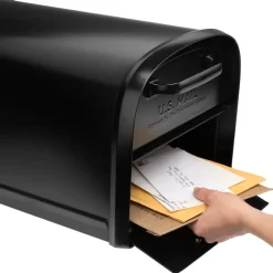 Architectural Mailboxes Oasis Modern Galvanized Steel Post Mount Black Mailbox