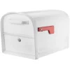 Architectural Mailboxes Oasis Classic Galvanized Steel Post Mount White Mailbox