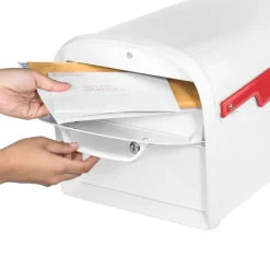 Architectural Mailboxes Oasis Classic Galvanized Steel Post Mount White Mailbox