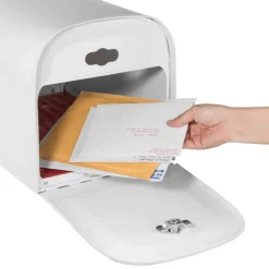 Architectural Mailboxes Oasis Classic Galvanized Steel Post Mount White Mailbox