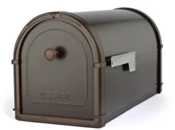 Architectural Mailboxes Rubbed Bronze Bellevue Modern Galvanized Steel Post Mount Mailbox