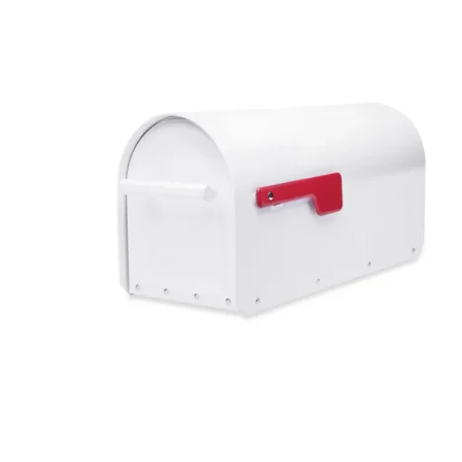 Architectural Mailboxes Sequoia Modern Galvanized Steel Post Mount White Mailbox