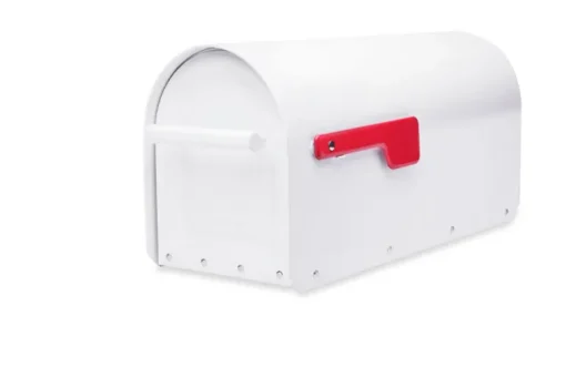 Architectural Mailboxes Sequoia Modern Galvanized Steel Post Mount White Mailbox