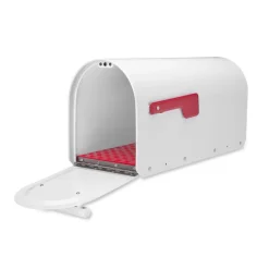 Architectural Mailboxes Sequoia Modern Galvanized Steel Post Mount White Mailbox