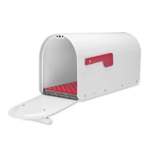 Architectural Mailboxes Sequoia Modern Galvanized Steel Post Mount White Mailbox