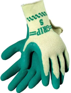 Atlas Unisex Indoor and Outdoor Rubber Coated Gardening Gloves Green/Yellow M 1 pair (Pack of 12)