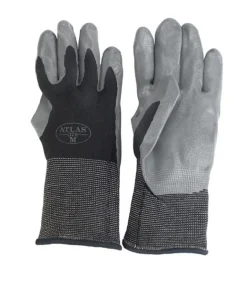 Atlas Unisex Indoor/Outdoor Dipped Gloves Black/Gray M 1 pair