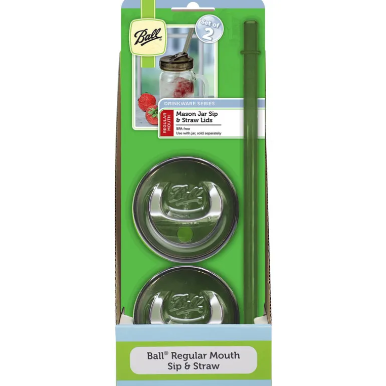Ball Drinkware Series Regular Mouth Lid Covers and Straws 2 pk