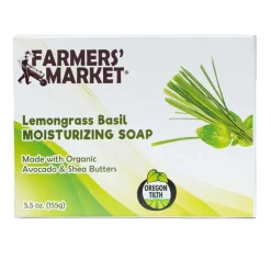 Beaumont Products Farmers Market Organic Lemongrass Basil Scent Organic Bar Soap 5.5 oz