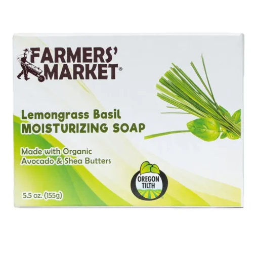 Beaumont Products Farmers Market Organic Lemongrass Basil Scent Organic Bar Soap 5.5 oz