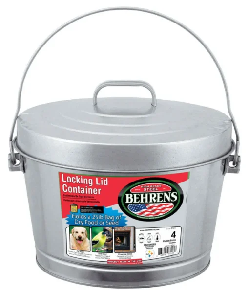 Behrens 4 gal Galvanized Steel Garbage Can Lid Included Animal Proof/Animal Resistant