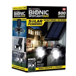 Bell & Howell Bionic Spotlight Duo Motion-Sensing Solar Powered LED Black Spotlight