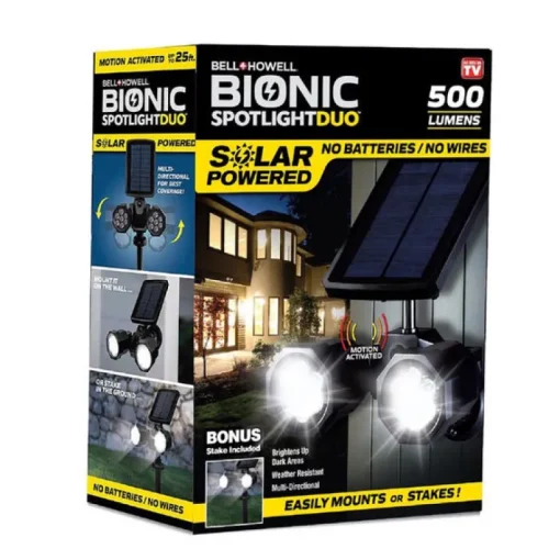 Bell & Howell Bionic Spotlight Duo Motion-Sensing Solar Powered LED Black Spotlight